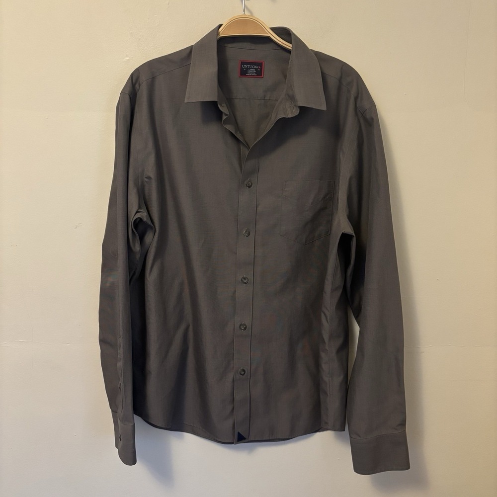 UNTUCKit Button Down Shirt Wrinkle Free Long Sleeve 100% Cotton Large Sangiovese